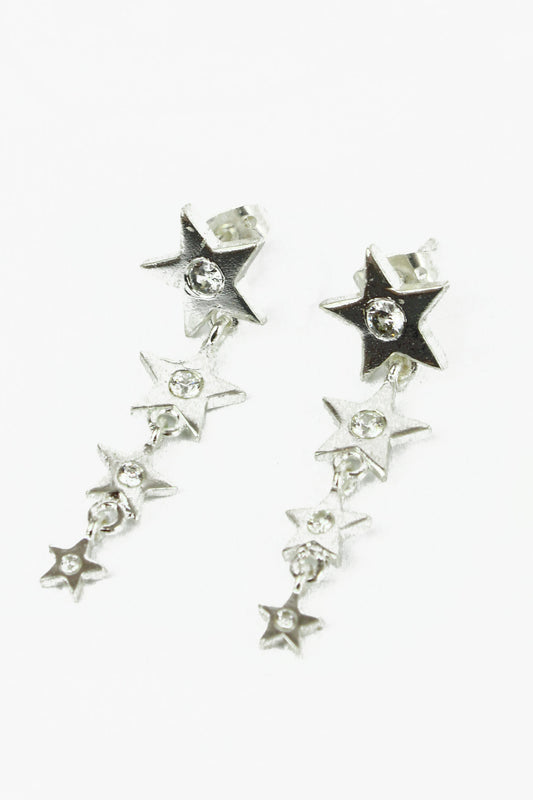SILVER AND CZ STAR DROP EARRINGS (8011146592472)
