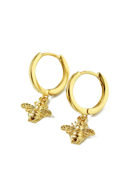 SMALL BEE HUGGY HOOP EARRINGS (8018788417752)
