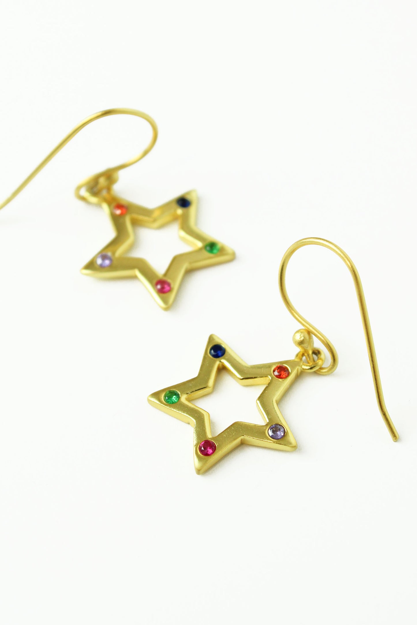 COLOURED CZ STAR GOLD EARRING (8020880228568)