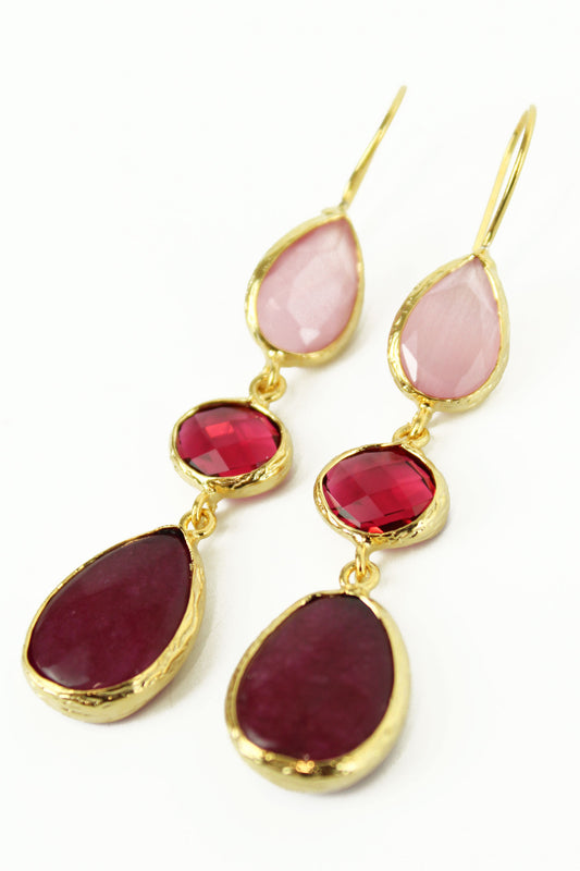 PURPLE THREE DROP EARRINGS (8024320737496)