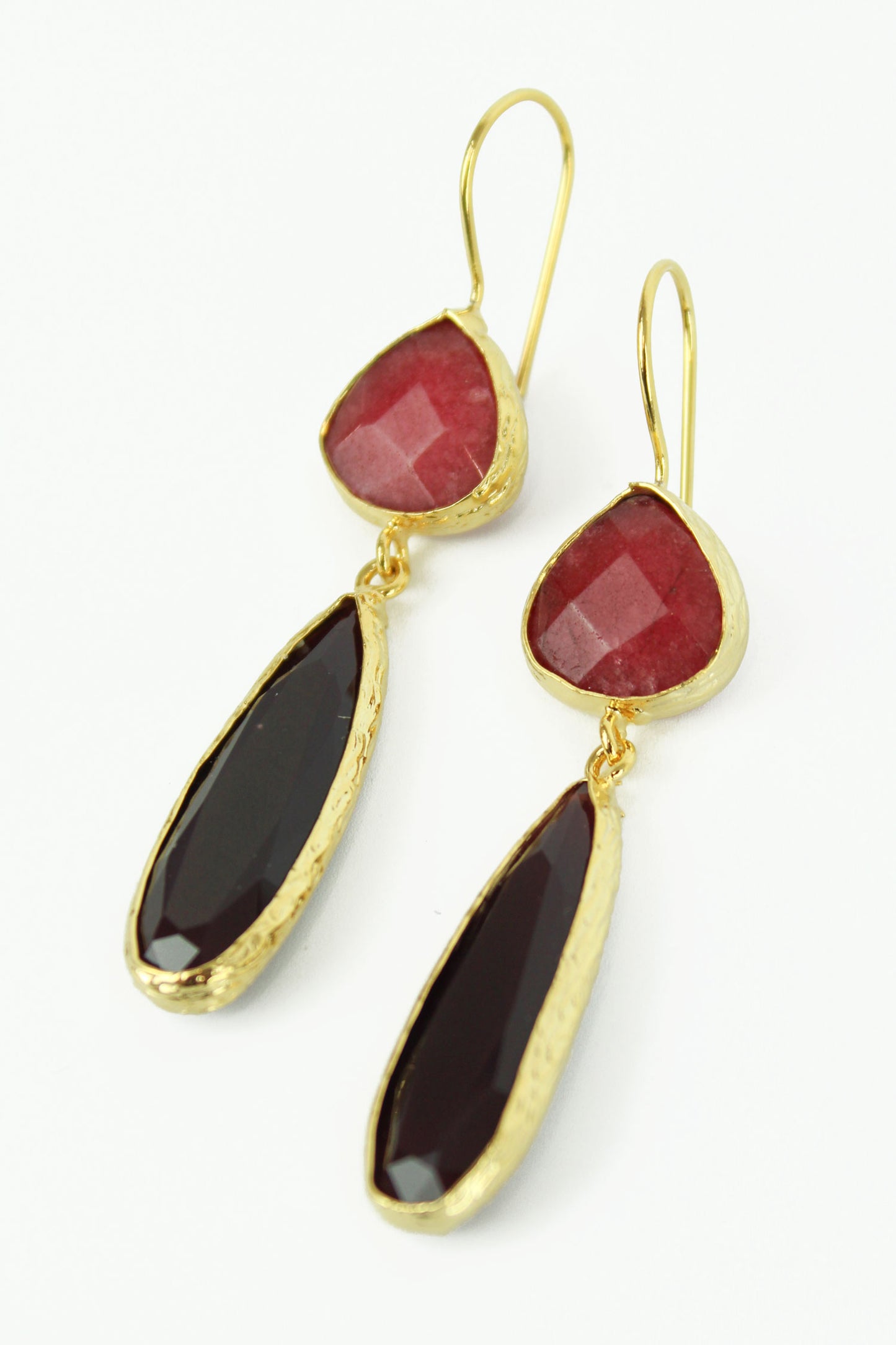 2 DROP DARK PINK EARRINGS (8024321163480)