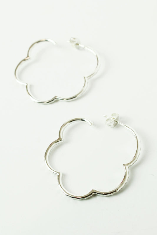 SILVER FLOWER HOOPS (8037393072344)