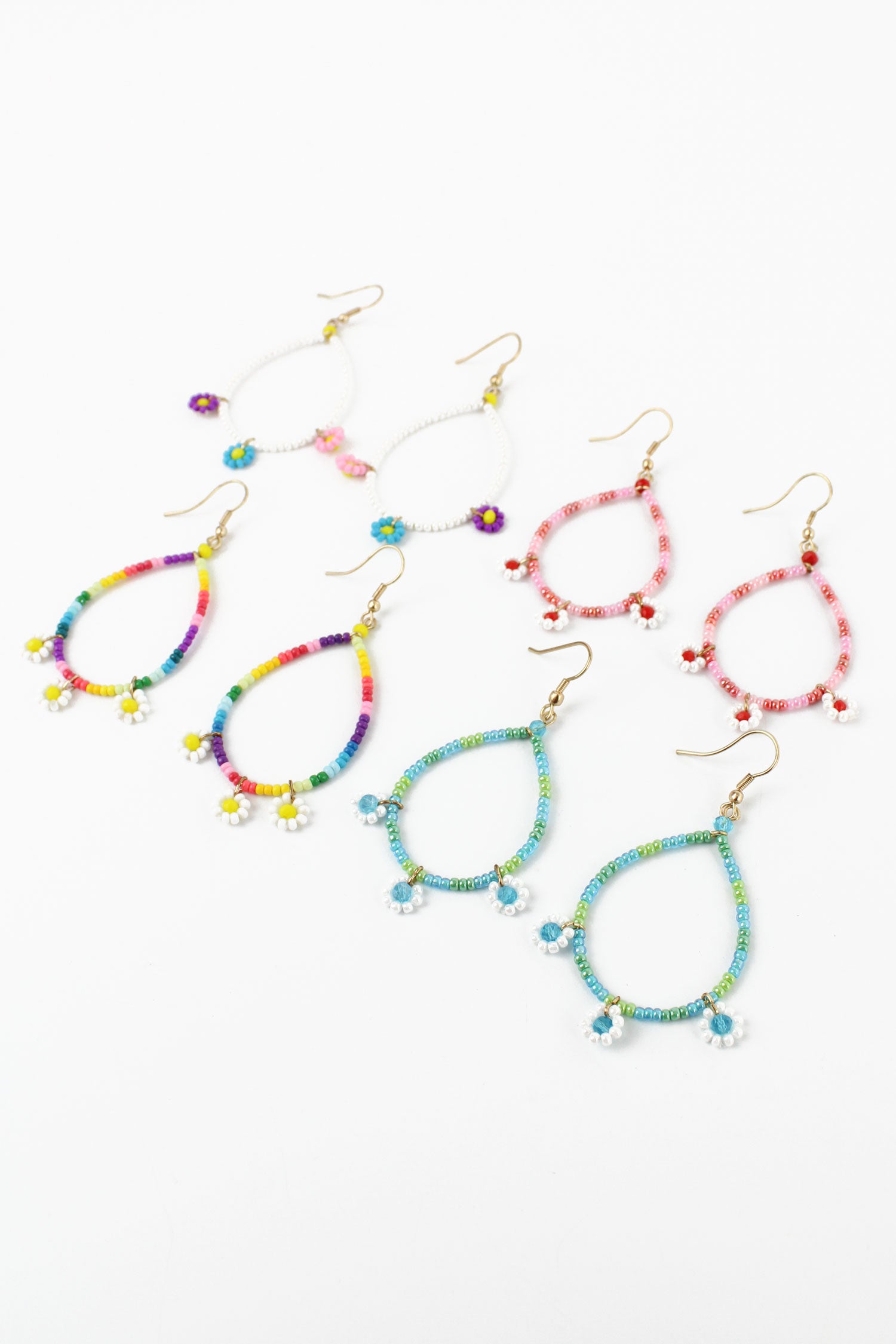 PACK OF 4 FLOWER BEADED EARRINGS (8107210932440)