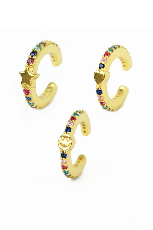RAINBOW EARRING CUFF PACK OF 3
