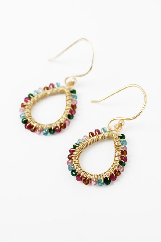 RAINBOW CRYSTAL BEADED TEARDROP EARRINGS (8113741627608)