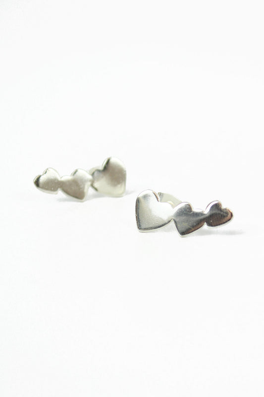 SILVER HEART CLIMBER EARRINGS