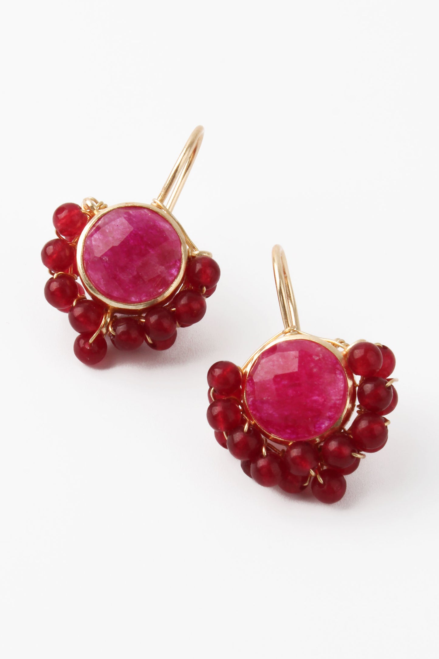 PINK QUARTZ GEMSTONE HOOK EARRINGS