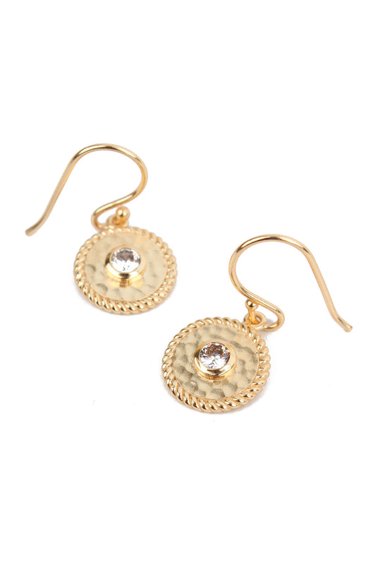 EARRING WITH WHITE CZ GOLD PLATING