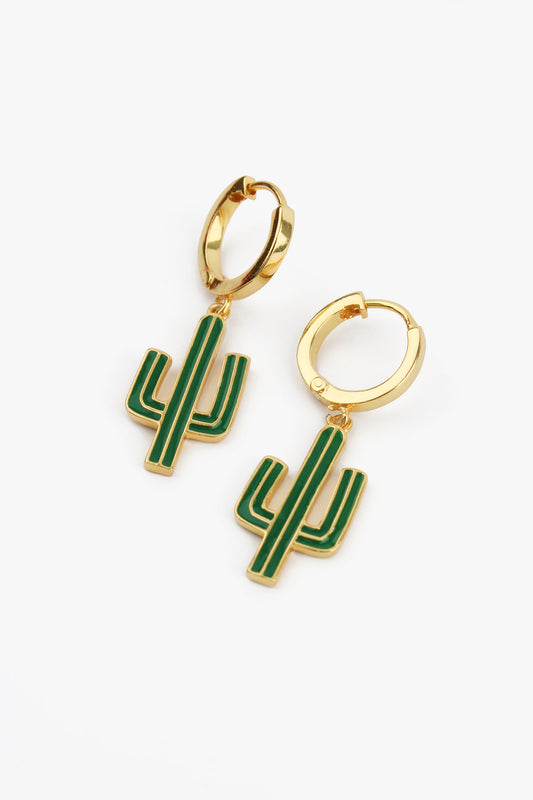ENAMEL CACTUS HUGGIE HOOP