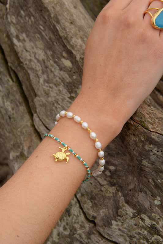 PEARL & GOLD BEAD BRACELET