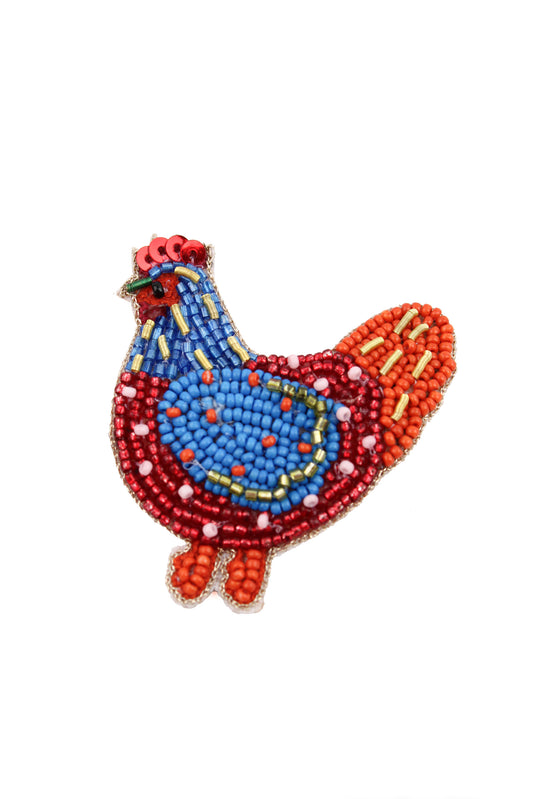 FOLK CHICKEN BROOCH
