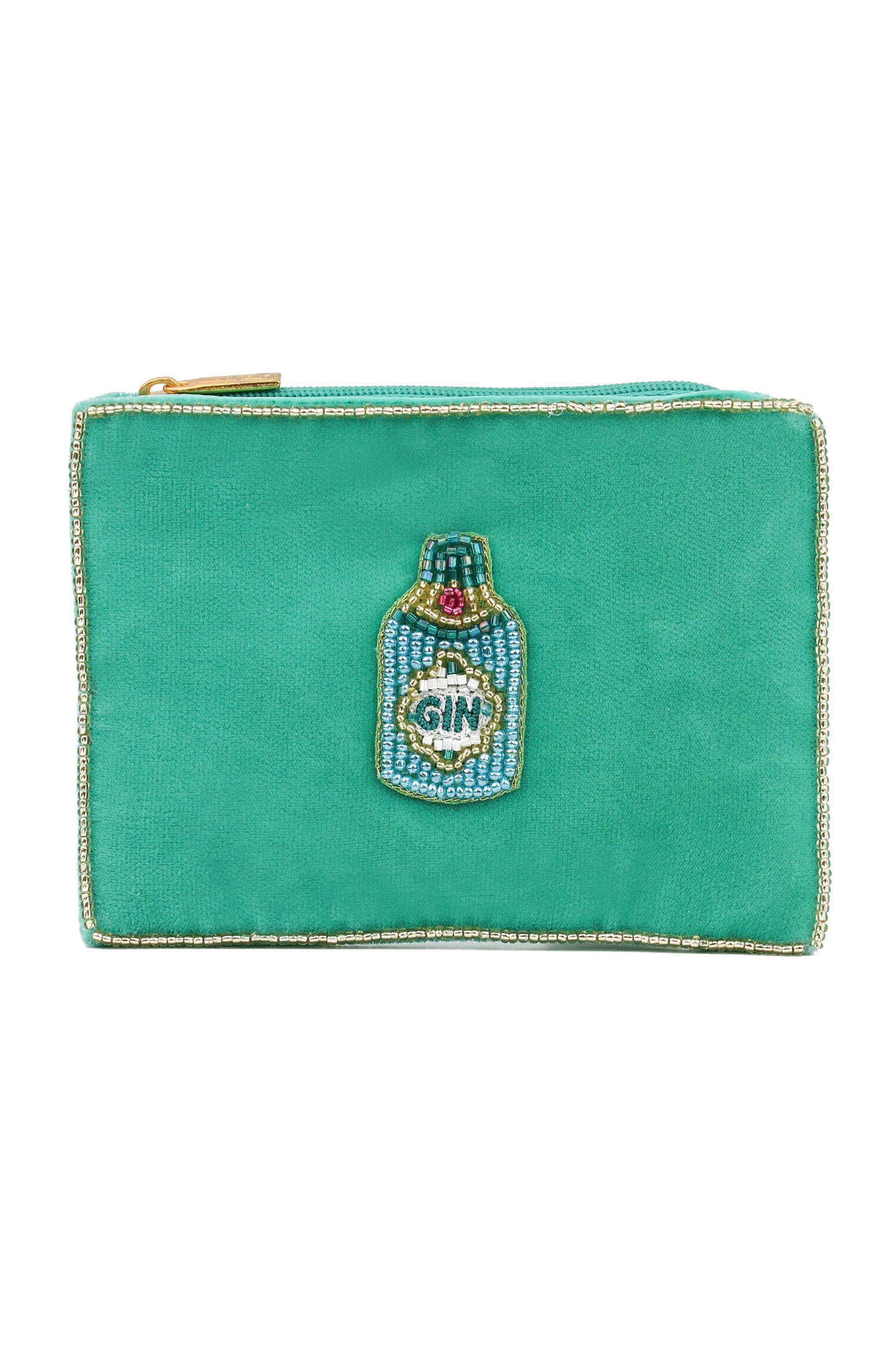 GIN BOTTLE ON GREEN SMALL POUCH