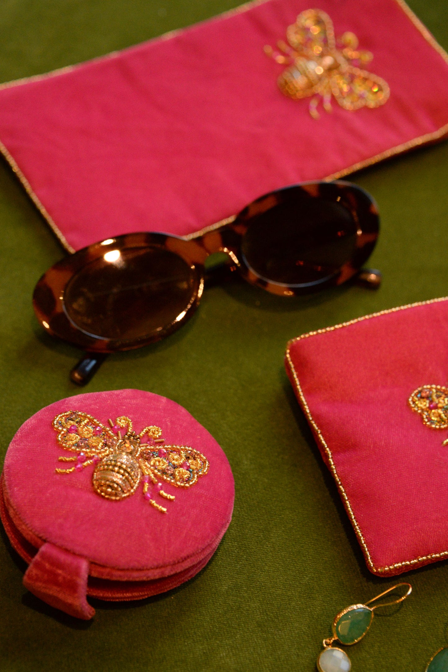 GOLD AND PINK BEE MIRROR