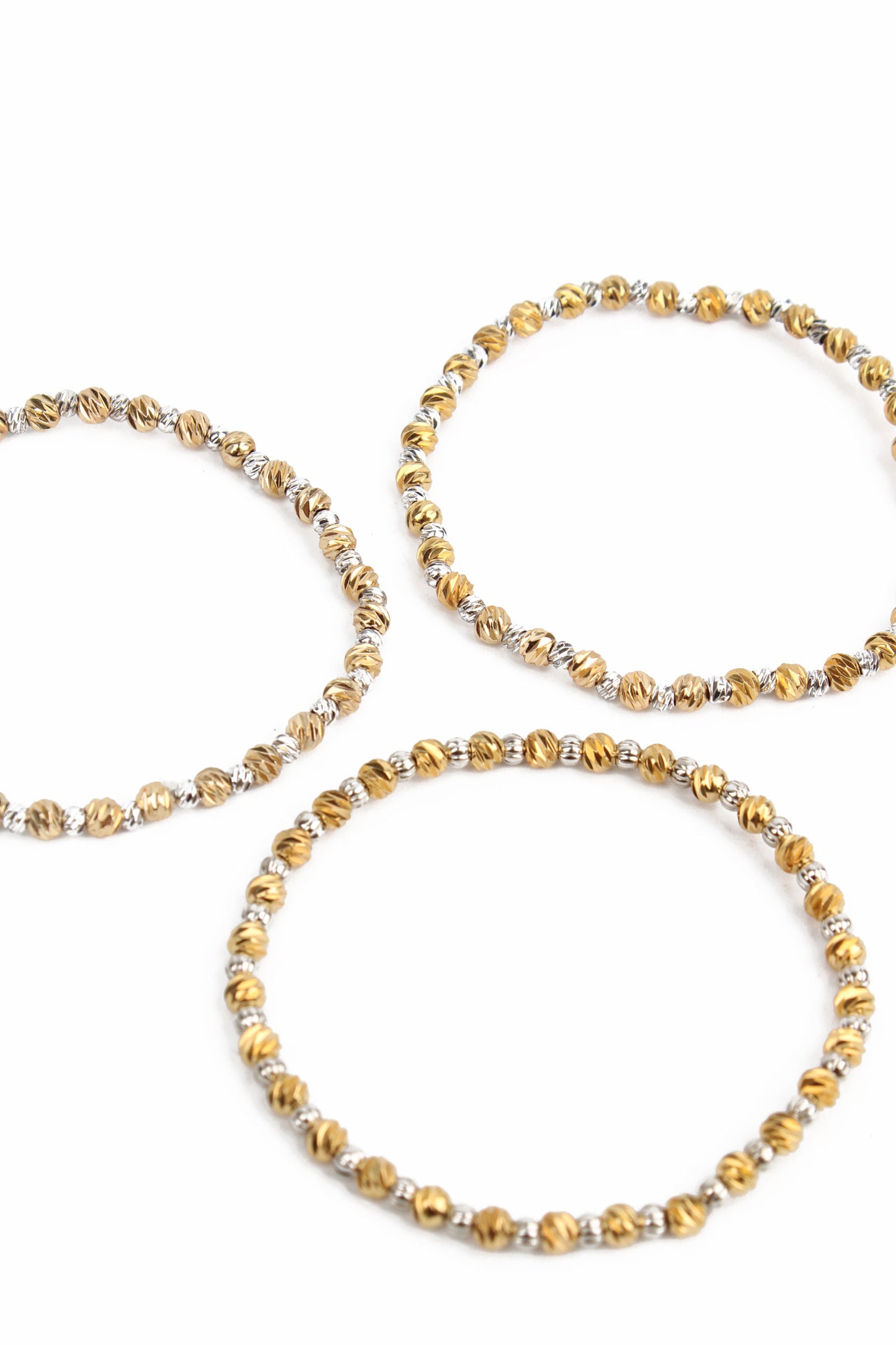GOLD AND SILVER BEADED BRACELET PACK OF 3