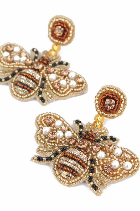 GOLD BEADED BEE DROPS