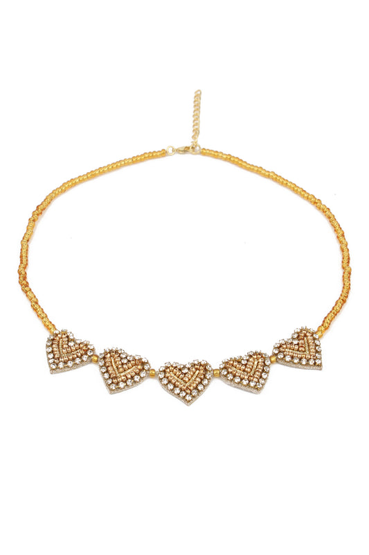 GOLD BEADED HEART NECKLACE