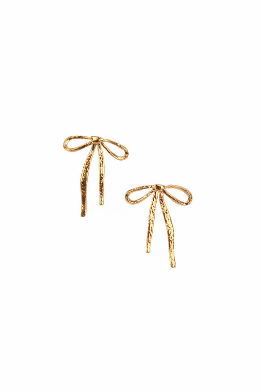 GOLD BOW STUD EARRINGS