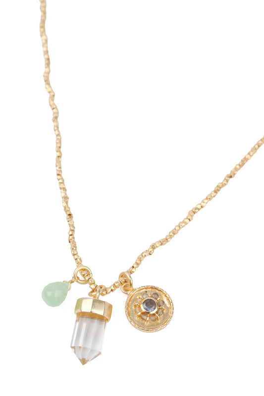 GOLD CRYSTAL CHARM NECKLACE