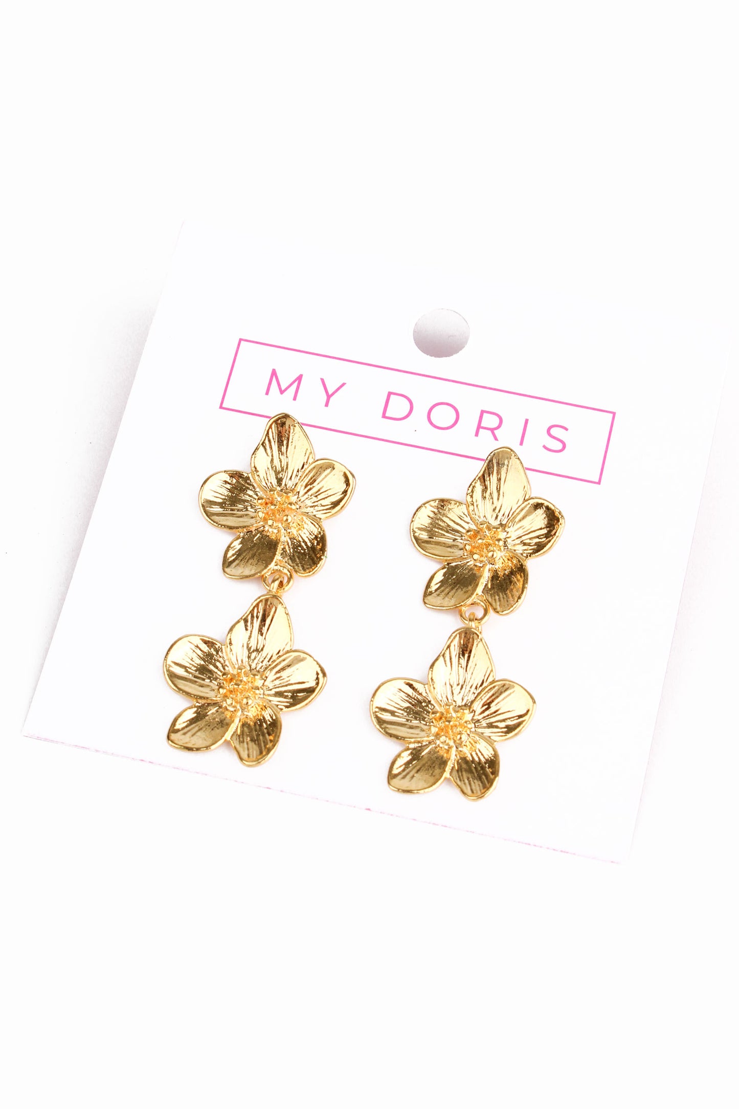 GOLD FLOWER DOUBLE EARRING