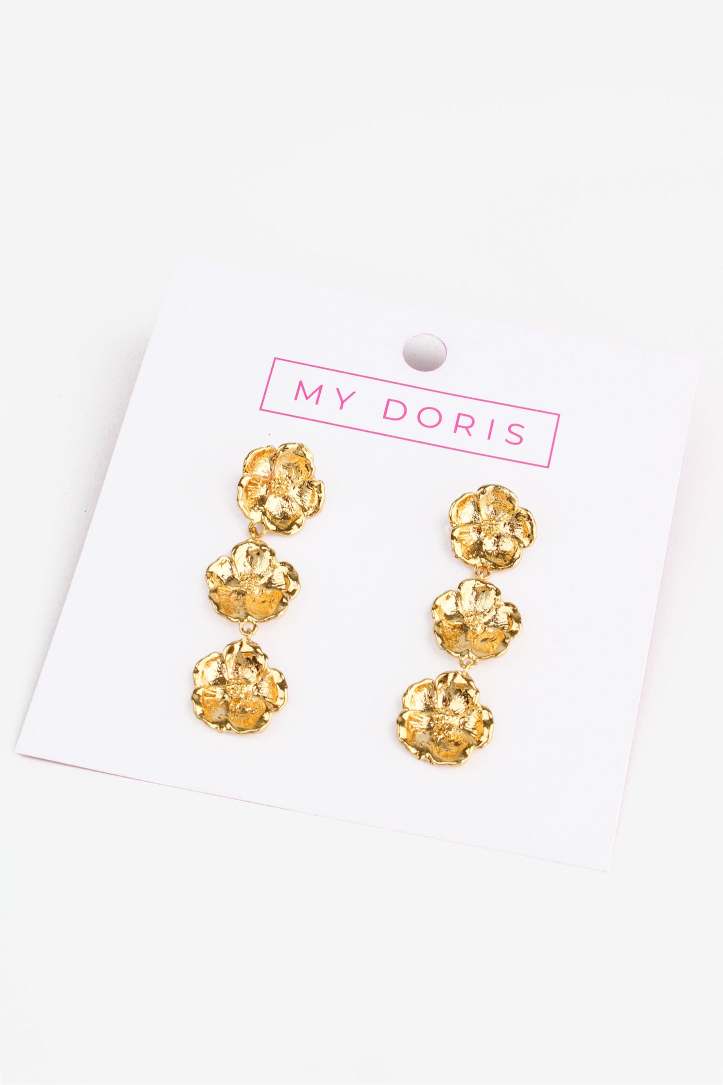 GOLD FLOWER TRIPLE EARRING
