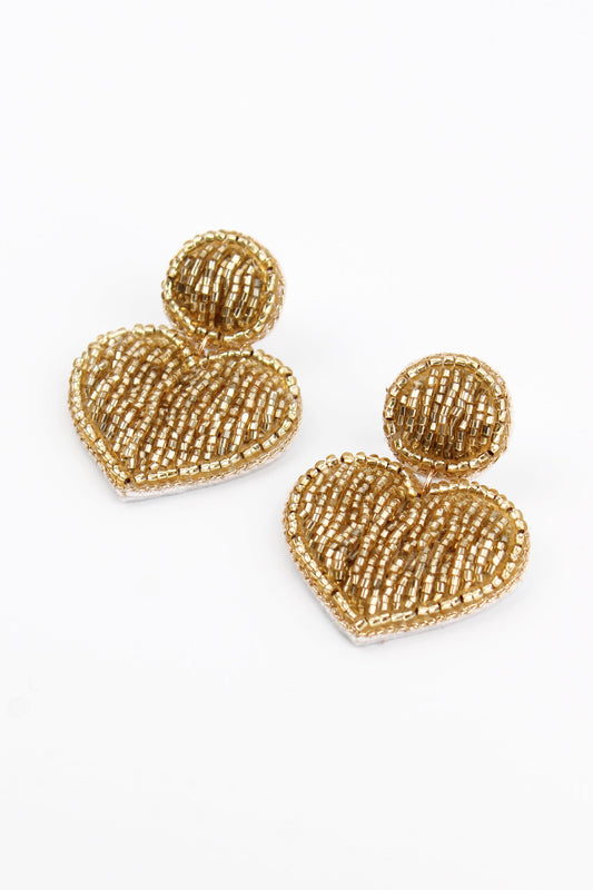 GOLD HEART DROP EARRINGS