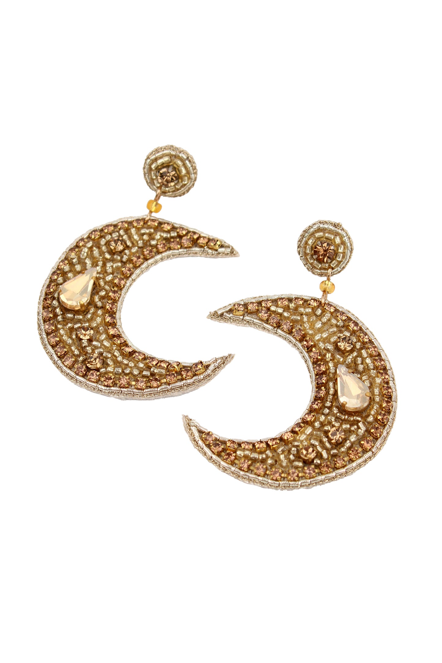 GOLD MOON BEADED EARRINGS