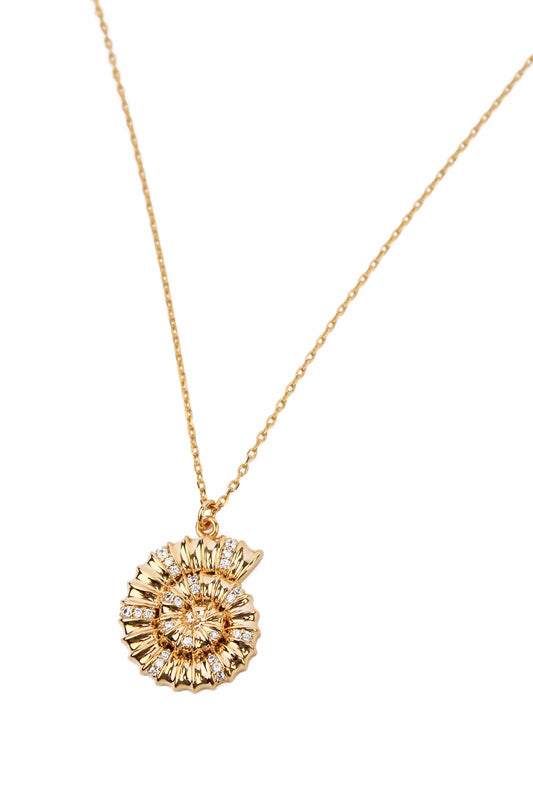 GOLD ROUND SPIRAL SHELL NECKLACE