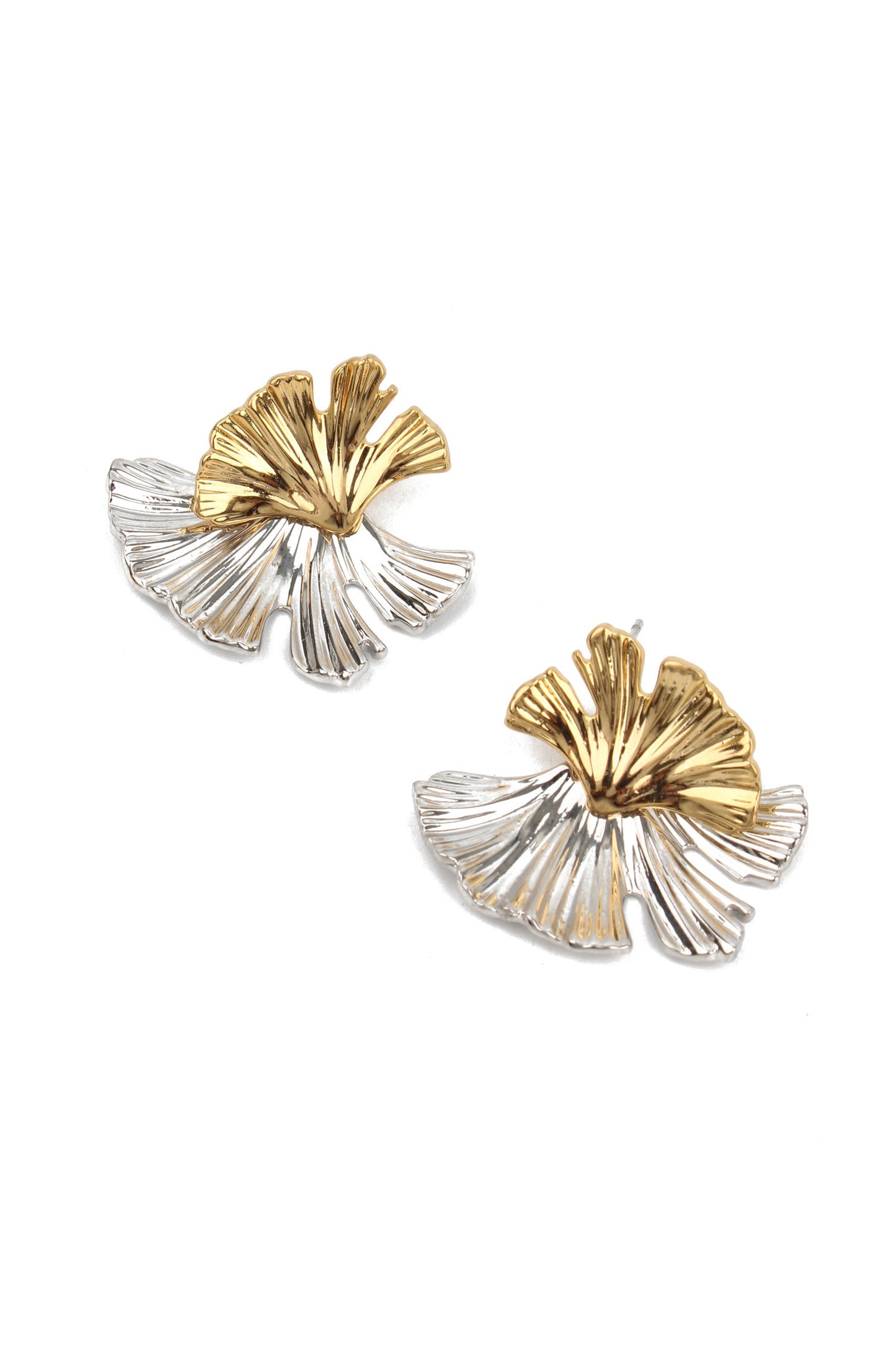 GOLD & SILVER FAN EARRINGS
