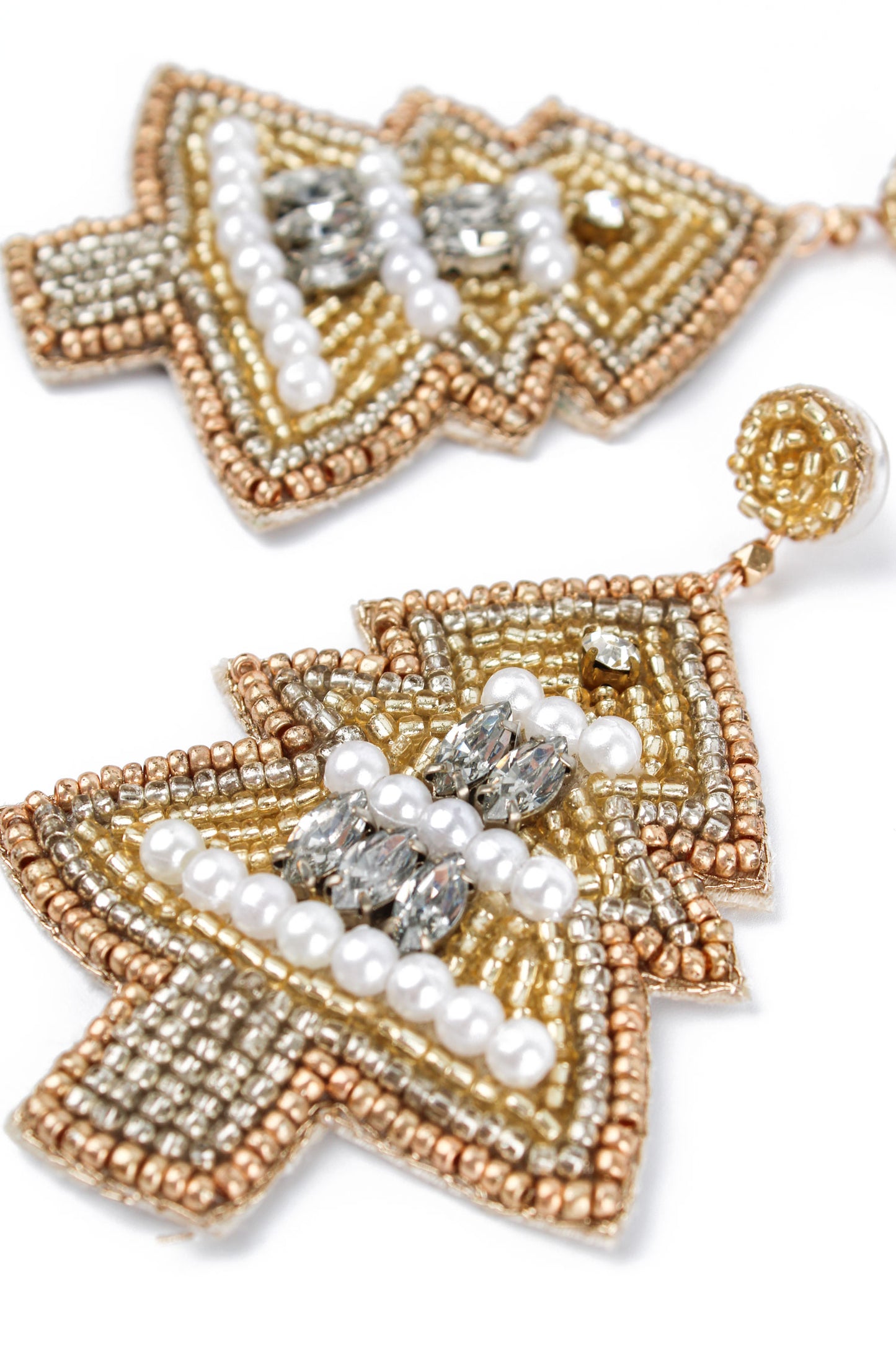 GOLD AND PEARL CHRISTMAS TREE EARRING