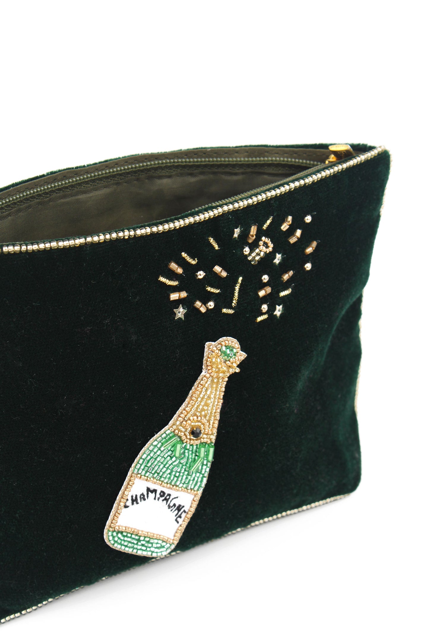 GREEN CHAMPAGNE MEDIUM POUCH
