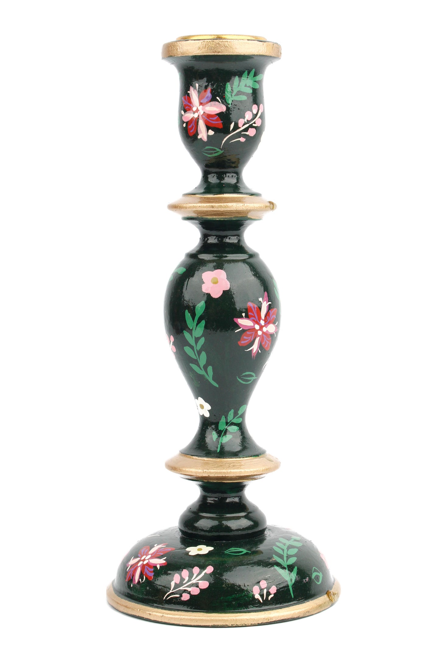 GREEN LARGE CANDLESTICK HOLDER