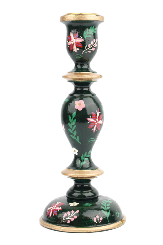 GREEN LARGE CANDLESTICK HOLDER