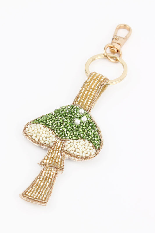 GREEN MUSHROOM KEYRING/BAG CHARM