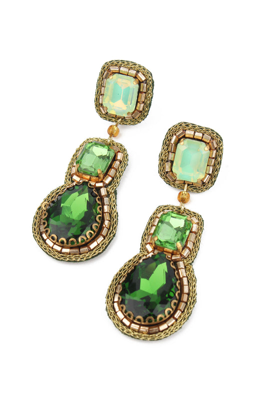 GREEN TRIPLE DROP EARRINGS