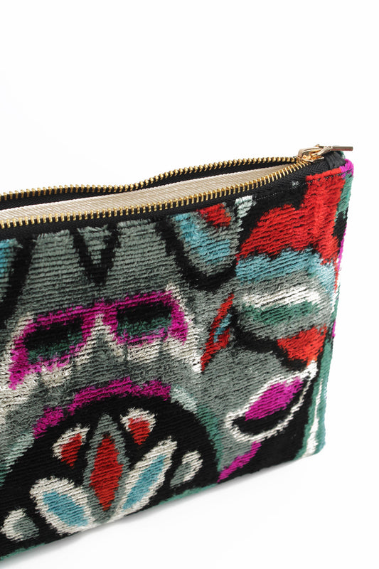 GREY & PINK ZIP CLUTCH