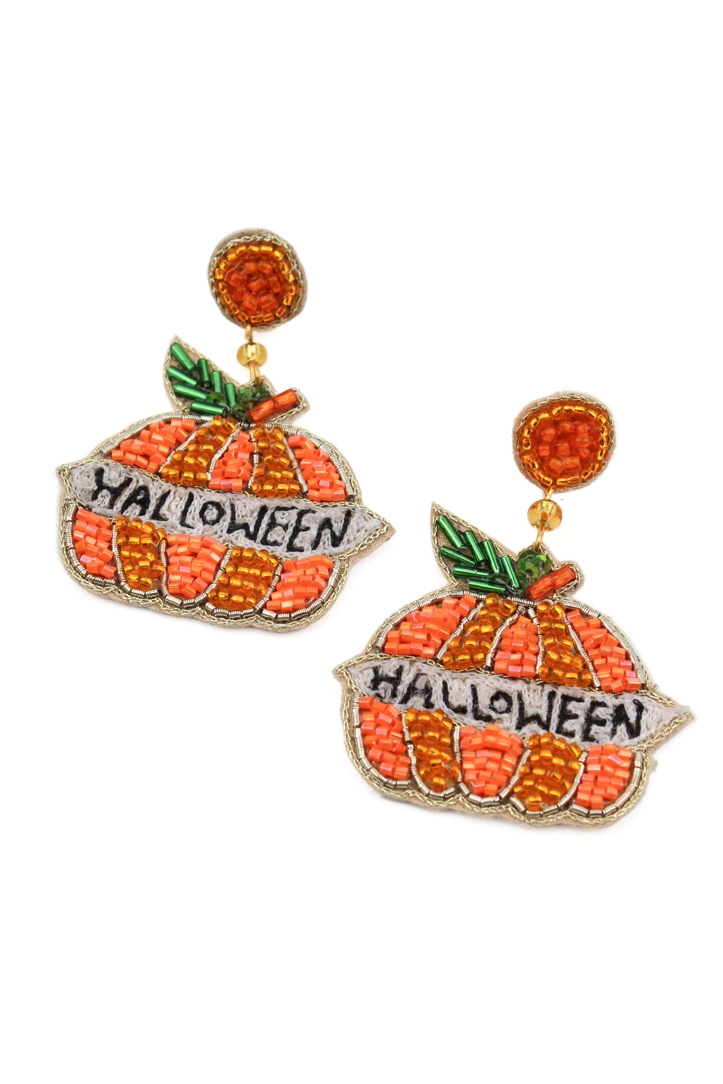 HALLOWEEN PUMPKIN BEADED EARRINGS