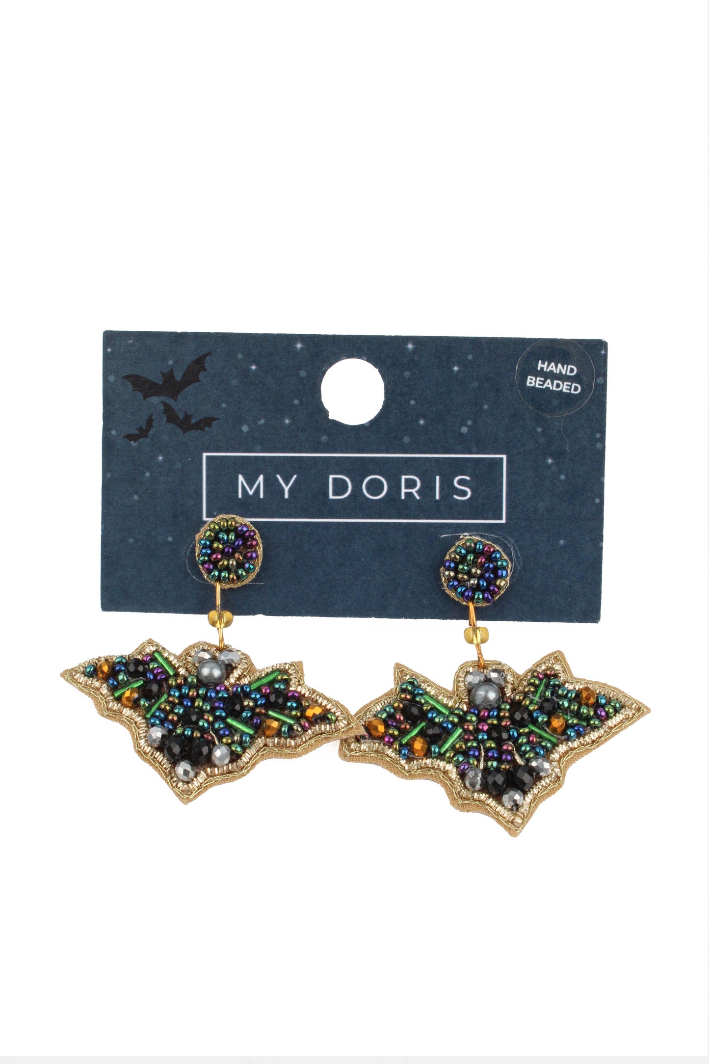 HALLOWEEN SPARKLY BAT BEADED EARRINGS