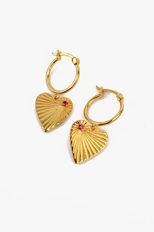 HEART EMBOSSED HOOP EARRINGS