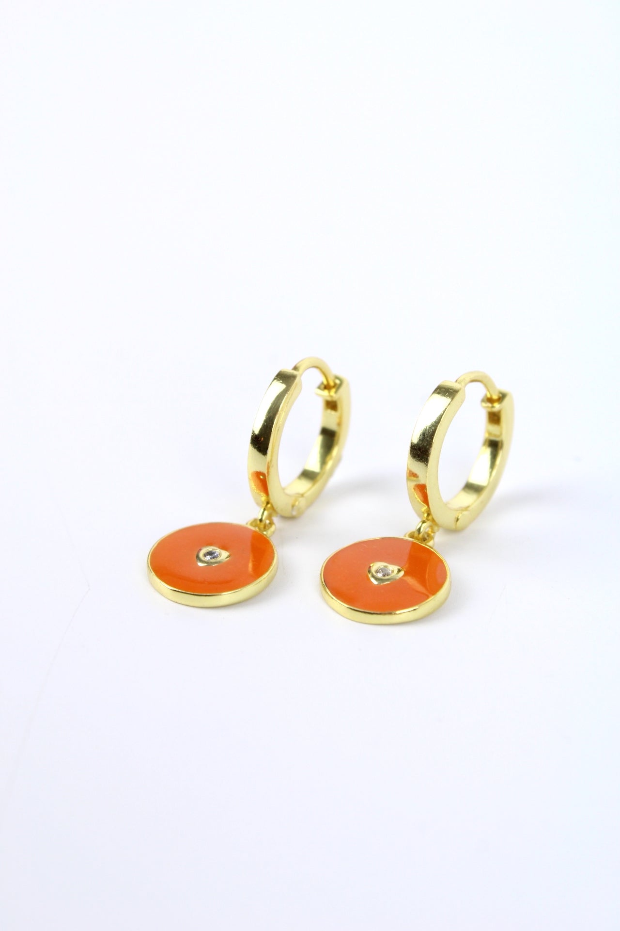 ORANGE ENAMEL HEART COIN HUGGIES (6970059817147)