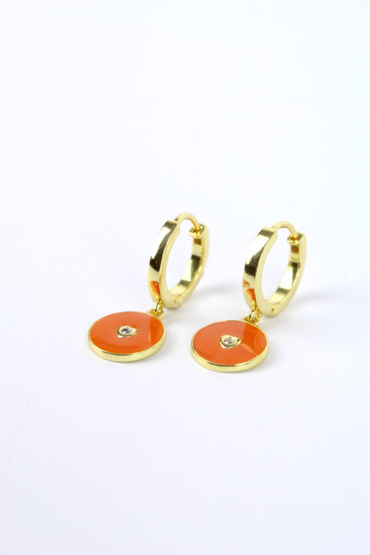 ORANGE ENAMEL HEART COIN HUGGIES (6970059817147)