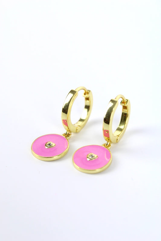 PINK ENAMEL HEART COIN HUGGIES (6970051231931)