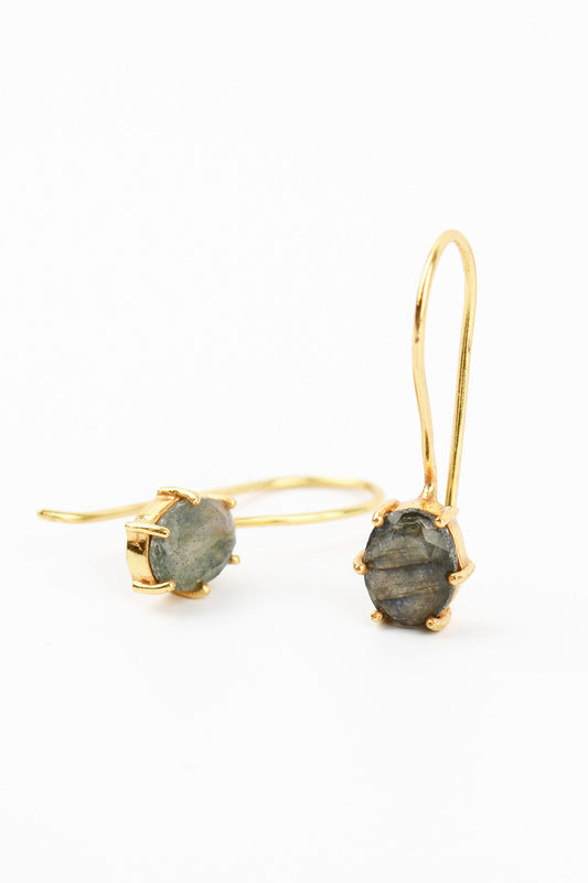 LABRODORITE GEMSTONE CLAW OVAL EARRINGS