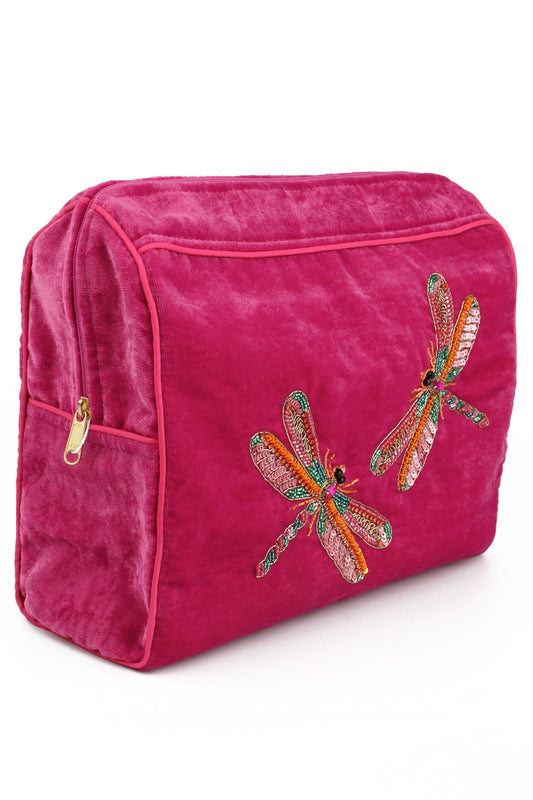 LARGE POUCH - PINK DRAGONFLYS ( 2 MOTIFS)