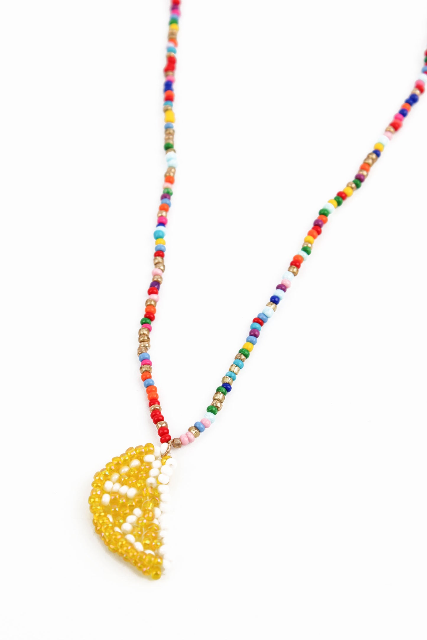 LEMON YELLOW BEADED FRUIT NECKLACE