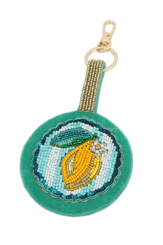 LEMON ROUND KEYRING/BAG CHARM