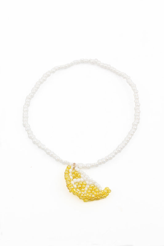 LEMON SLICE ON PEARL SEED BEAD BRACELET