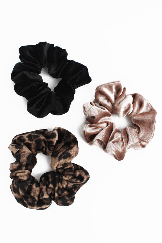 LEOPARD / BLACK / MINK SCRUNCHIES PACK