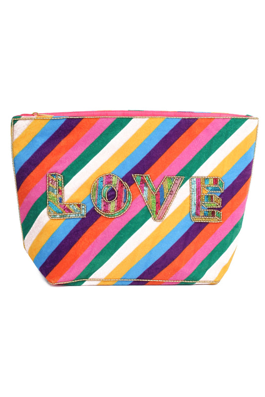 LOVE RAINBOW STRIPE LARGE POUCH