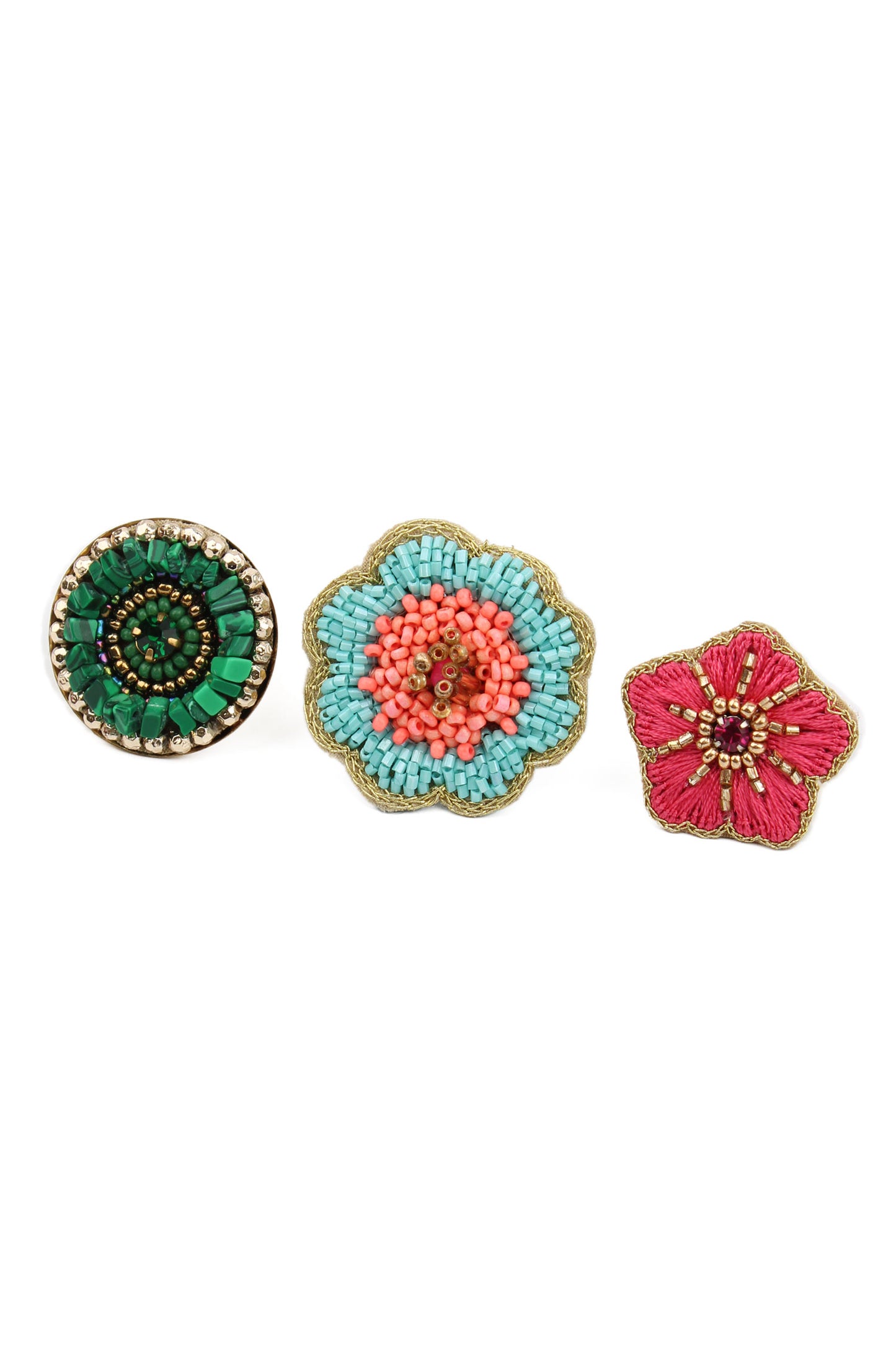 MIXED ASSORTMENT OF BEADED RINGS - SET OF 3