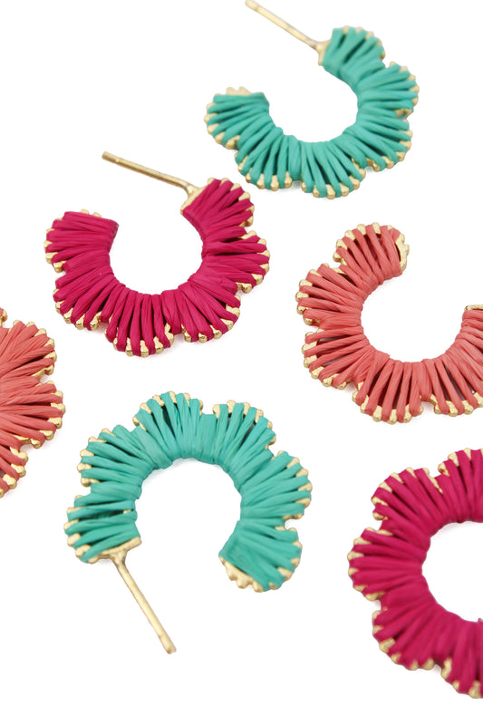 MIXED PACK OF 3 FLOWER EARRINGS - TURQUOISE, CORAL AND HOT PINK